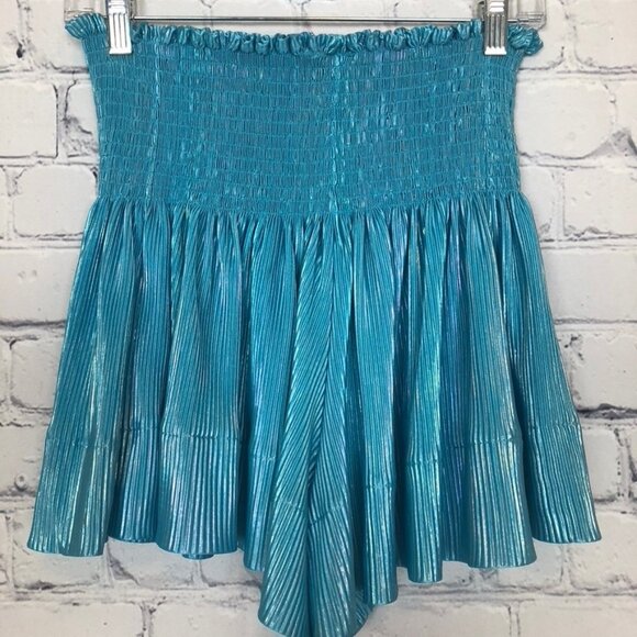 Queen Of Sparkles Swing Shorts Size S Blue Shimmer Iridescent - Picture 2 of 5